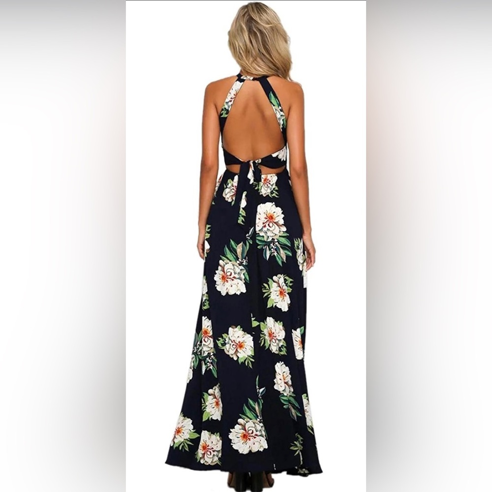 NWT!!! Size Large Floral Open Back Maxi Dress